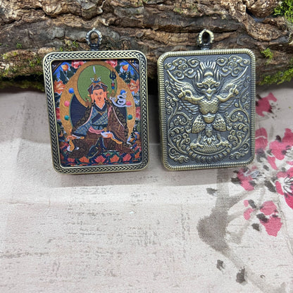 Nepalese Thangka Ghau Box Pendant with Hanging Cord – Handcrafted Sacred Amulet