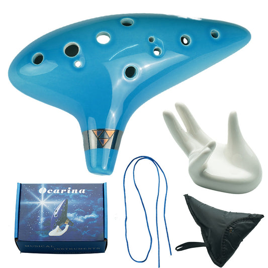 12-Hole Alto C Key Ocarina - 16cm Ocarina with Stand & Accessories (200-210g)