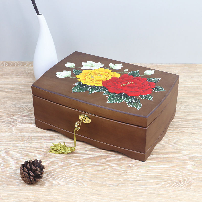 Double-Layer Wooden Jewelry Box – Vintage European Style Jewelry Organizer, Classic Home Storage for Accessories