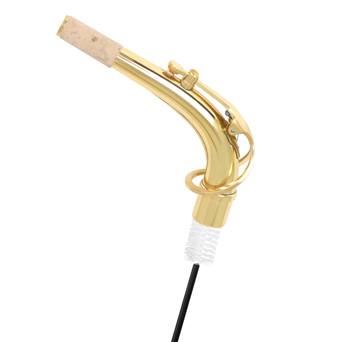 Dual-Head Brass Instrument Cleaning Brush – Flexible Anti-Scratch Bore Snake for Trumpet/Trombone/Saxophone (Black+White) – Natural Bristles & Rubber-Coated Wire
