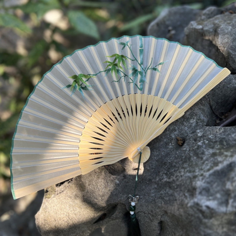 Elegant Suzhou Embroidered Folding Fan - Traditional Ancient Style Handheld Fan