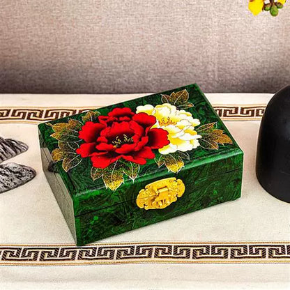 Lacquerware Jewelry Box, Handmade Storage Box for China's Intangible Cultural Heritage, Vintage Solid Wood Jewelry Box