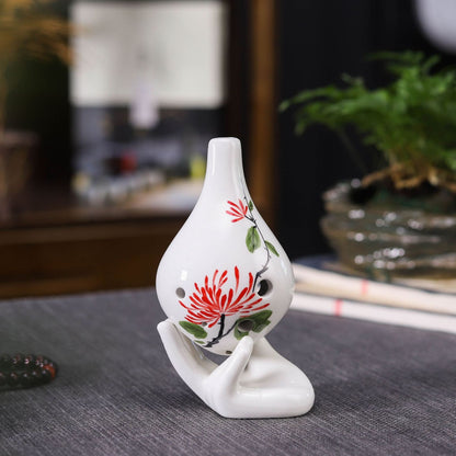 6-Hole Alto C Ceramic Ocarina - Hand-Painted Design with Gift Box, Music Sheet & Neck Strap (AC Tuned)