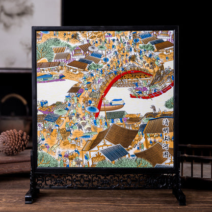 Jingdezhen Porcelain Wall Art - Chinese Famille Rose Ceramic Panel with Frame (36x30cm, 8 Classic Designs)