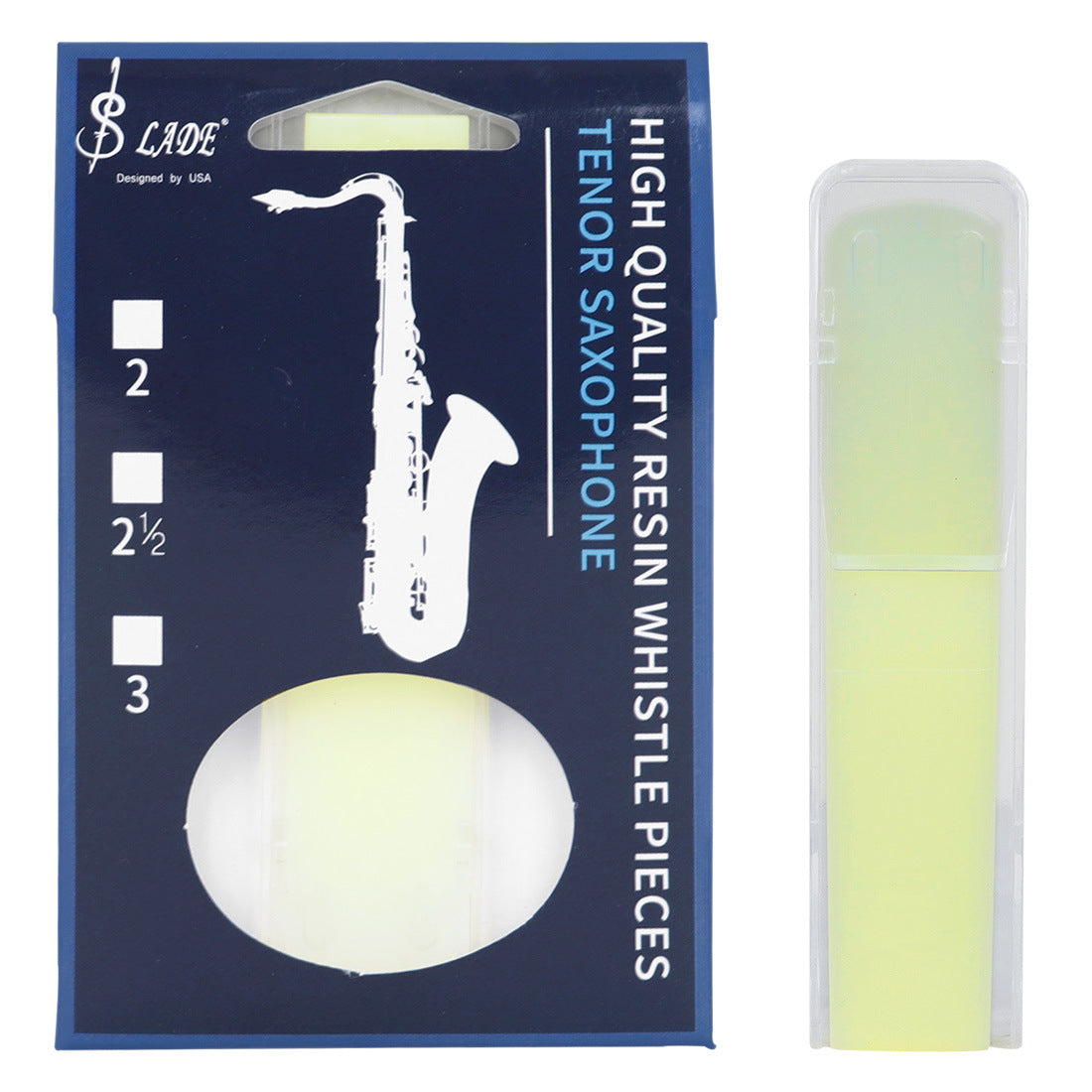 2.5 Tenor Saxophone Resin Reeds – Unbreakable ABS-Like Synthetic Reeds 3-Color Set (Black/White/Yellow) – Pre-Packed Moisture-Proof Reeds