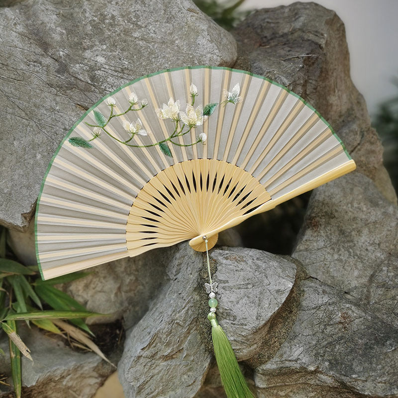 Elegant Suzhou Embroidered Folding Fan - Traditional Ancient Style Handheld Fan