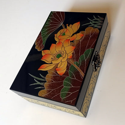 Handcrafted Lacquer Jewelry Box - Wooden Organizer with Drawers, Ideal Gift for Her (Birthday/Wedding/Thank You Present)