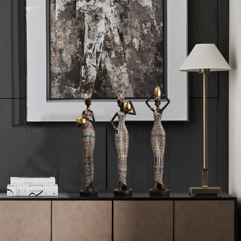 African Art Statue: Graceful Female Sculpture for Home and Office Decoration