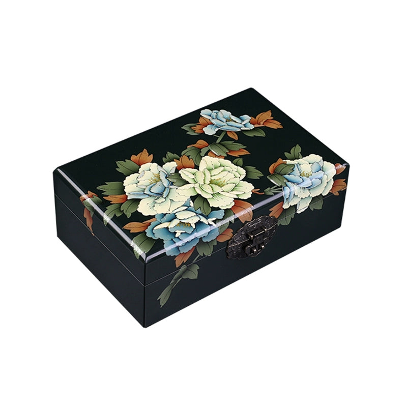Vintage Hand-painted Chinese Intangible Cultural Heritage Jewelry Storage Box, Classical Traditional Lacquerware Jewelry Jewelry Box, Gift for Mother and Elders