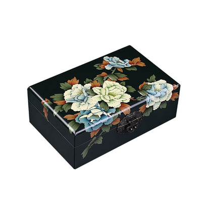 Vintage Hand-painted Chinese Intangible Cultural Heritage Jewelry Storage Box, Classical Traditional Lacquerware Jewelry Jewelry Box, Gift for Mother and Elders