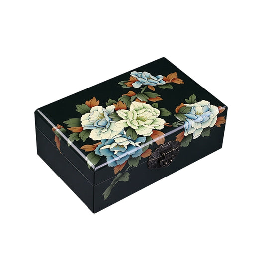 Vintage Hand-painted Chinese Intangible Cultural Heritage Jewelry Storage Box, Classical Traditional Lacquerware Jewelry Jewelry Box, Gift for Mother and Elders