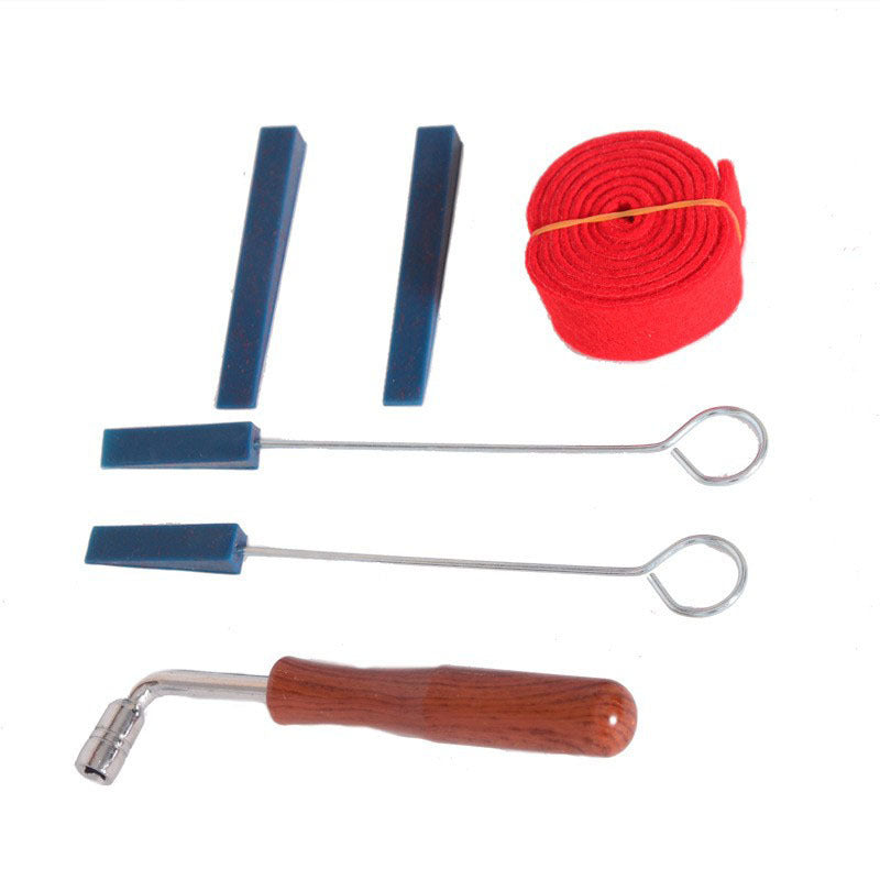 Piano Tuning Tool Set (6-Piece) - Rubber/Metal/Plastic Maintenance Kit with Wrench & Mutes