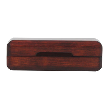 Walnut & Rosewood Saxophone Ligature Case – Vintage Magnetic Closure Box with Anti-Scratch Felt Slots (Red/Walnut) – Durable Woodwind Accessory Organizer
