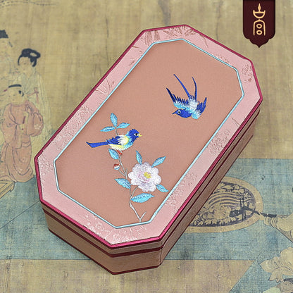 High-End Octagonal Embroidered Jewelry Box – Elegant Handcrafted Jewelry Tray