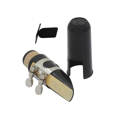 5-Piece Clarinet Accessory Set (Mouthpiece+Cap+Ligature+Bite Pad+Reed) - ABS Black (Beginner to Pro)