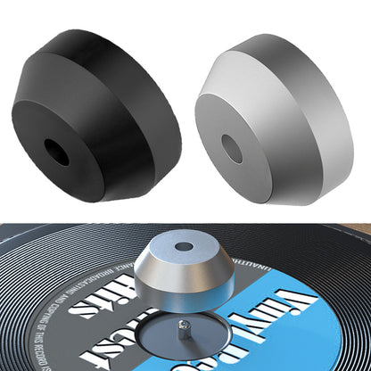 7-Inch Vinyl Record Adapter - Silver/Black Aluminum Stabilizer for 45 RPM Records