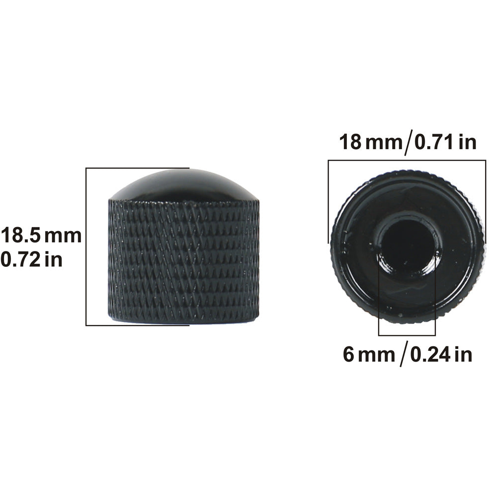 Zinc Alloy Guitar Knob - 6mm Inner Diameter Volume/Tone Control for Bass & Electric Guitar (Black/Silver/Gold, 18×18.5mm)
