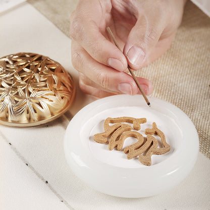 Glass Coil Incense Burner with Bamboo Leaf Design - Sandalwood and Agarwood Incense Ceremony Tool
