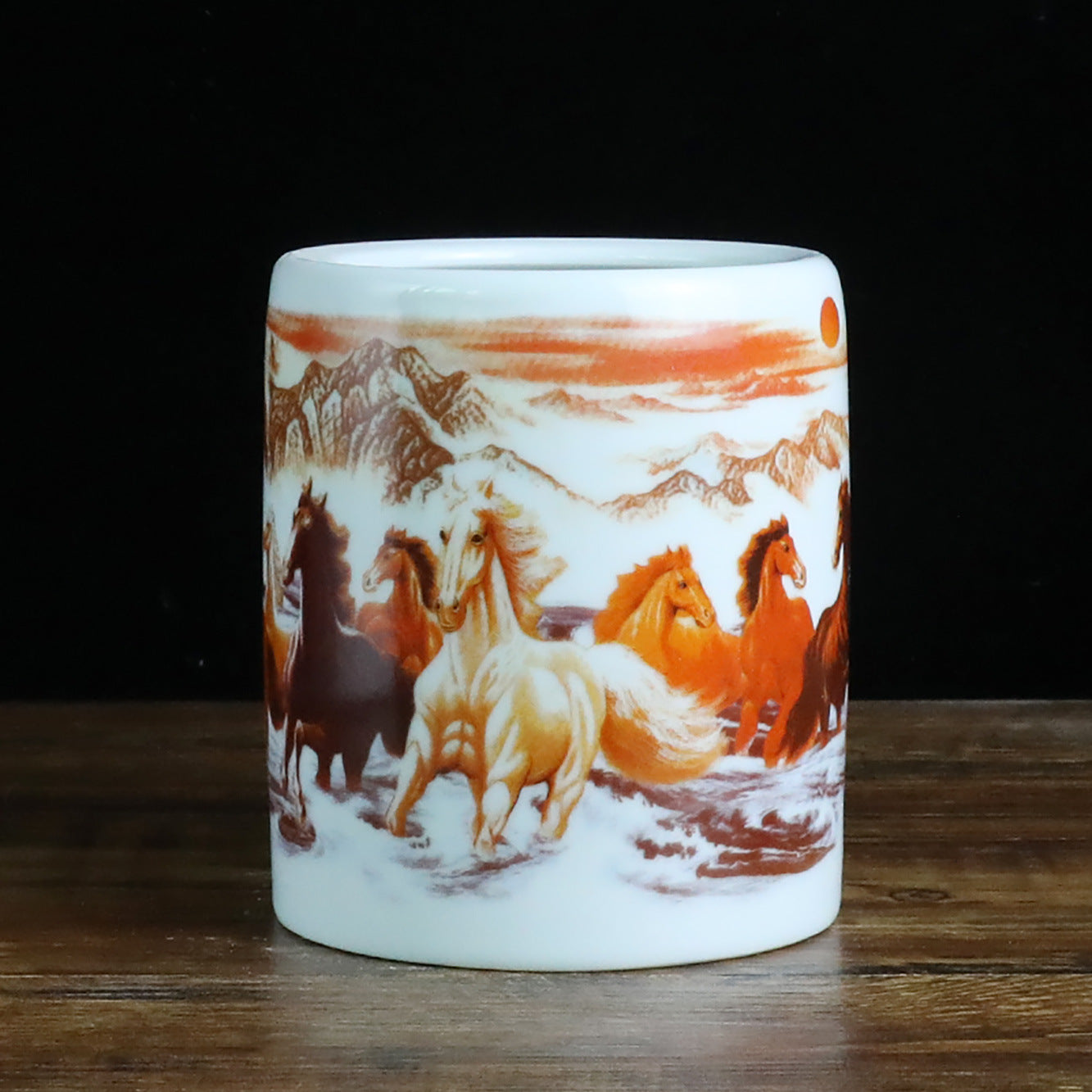 Jingdezhen Ceramic Brush Holder - 13 Classic Chinese Designs for Desk Organization (12cm Height, 10cm Diameter)