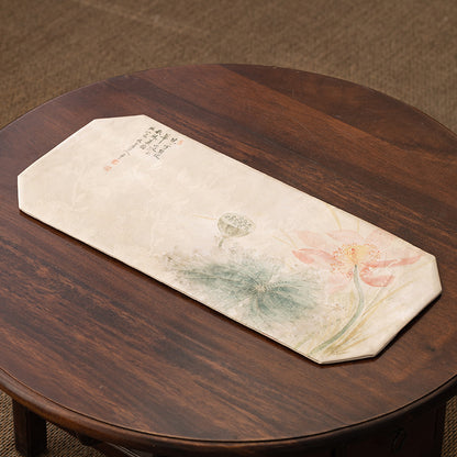 Luxury Zen Tea Table Runner – Vintage Brocade Cloud Pine Design, Chinese-style Tea Table Decor