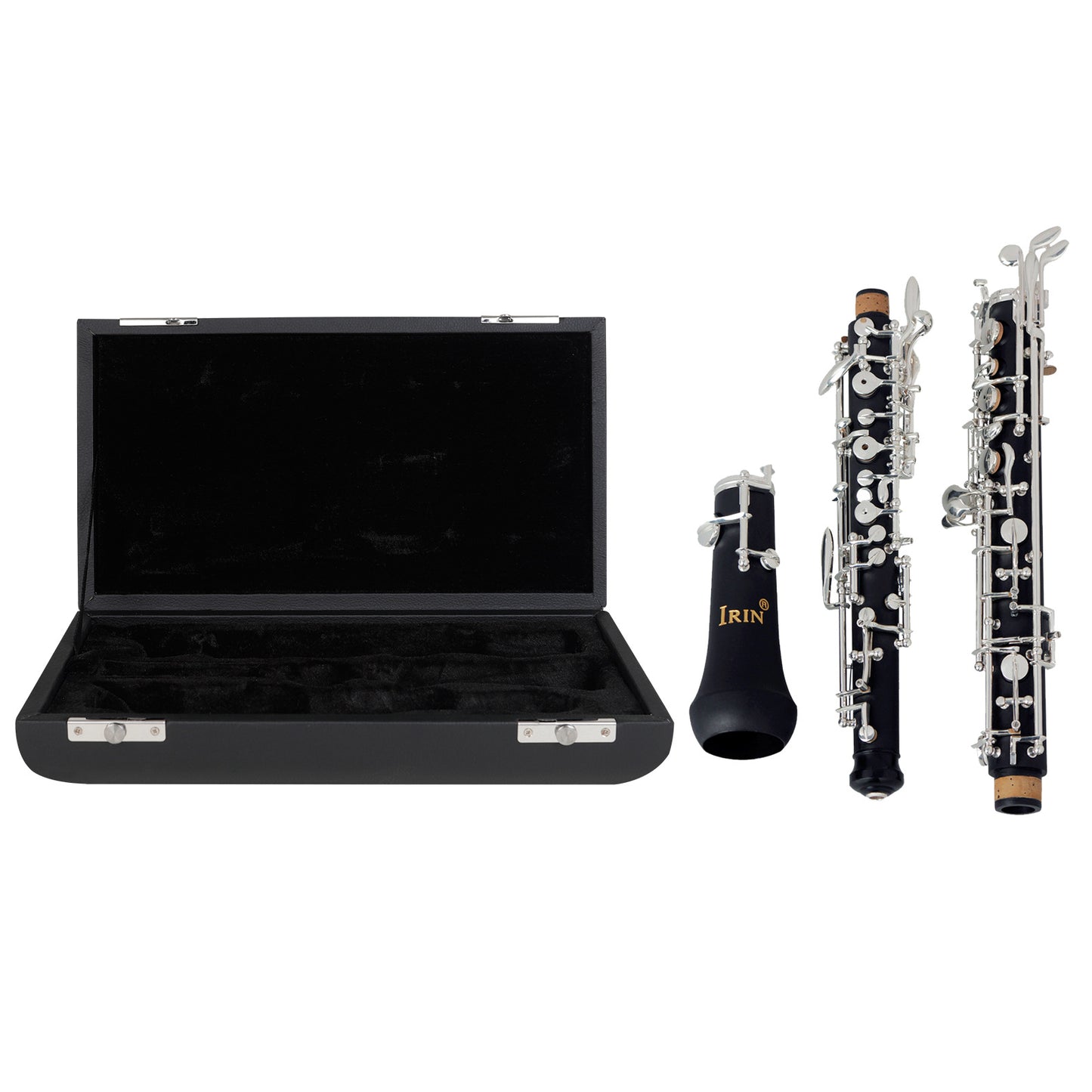 PU Leather Oboe Case with Metal Push-Button Latch – Soft Flannel Lining & Reinforced Compartments (Black)