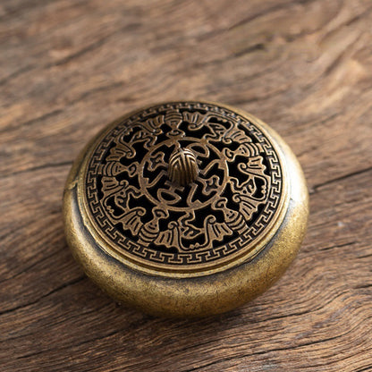 Vintage Brass Aromatherapy Incense Burner – Five Blessings Fingertip Style with Incense Plate for Indoor Use