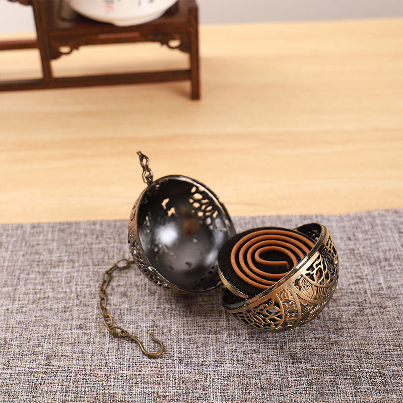 Vintage Copper Incense Sphere - Hollowed Aromatic Ball for Aromatherapy & Home Decor