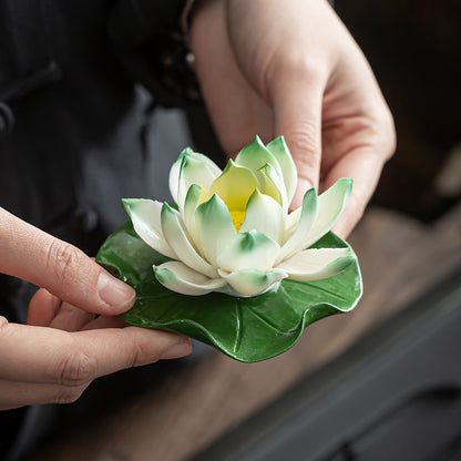 Handmade Color-Changing Lotus Flower Tea Pet – Zen Style Incense & Kung Fu Tea Accessory