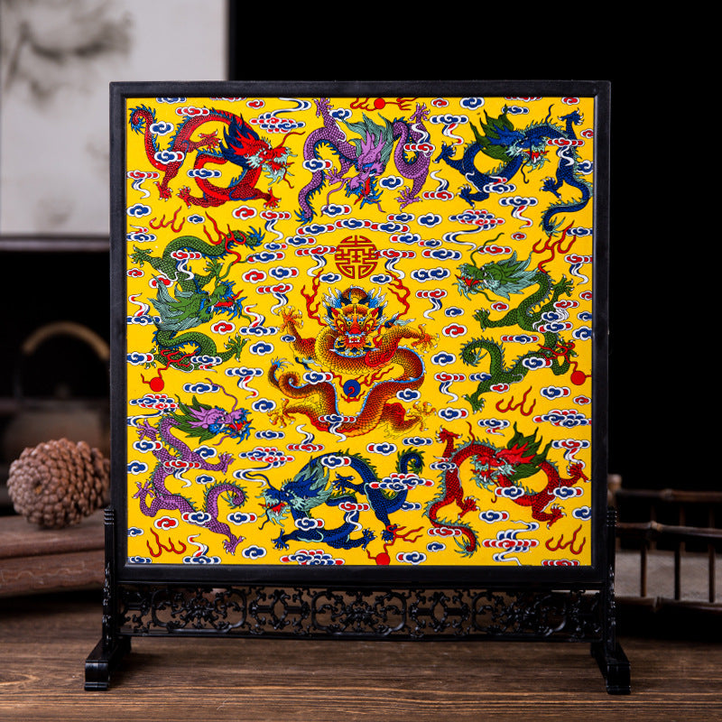 Jingdezhen Porcelain Wall Art - Chinese Famille Rose Ceramic Panel with Frame (36x30cm, 8 Classic Designs)