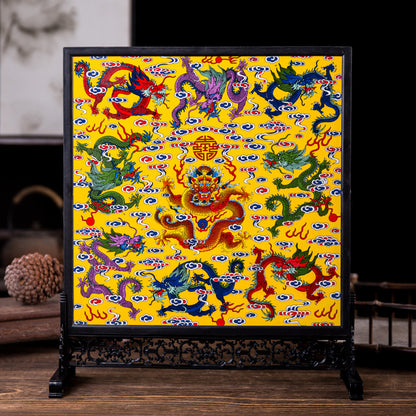 Jingdezhen Porcelain Wall Art - Chinese Famille Rose Ceramic Panel with Frame (36x30cm, 8 Classic Designs)