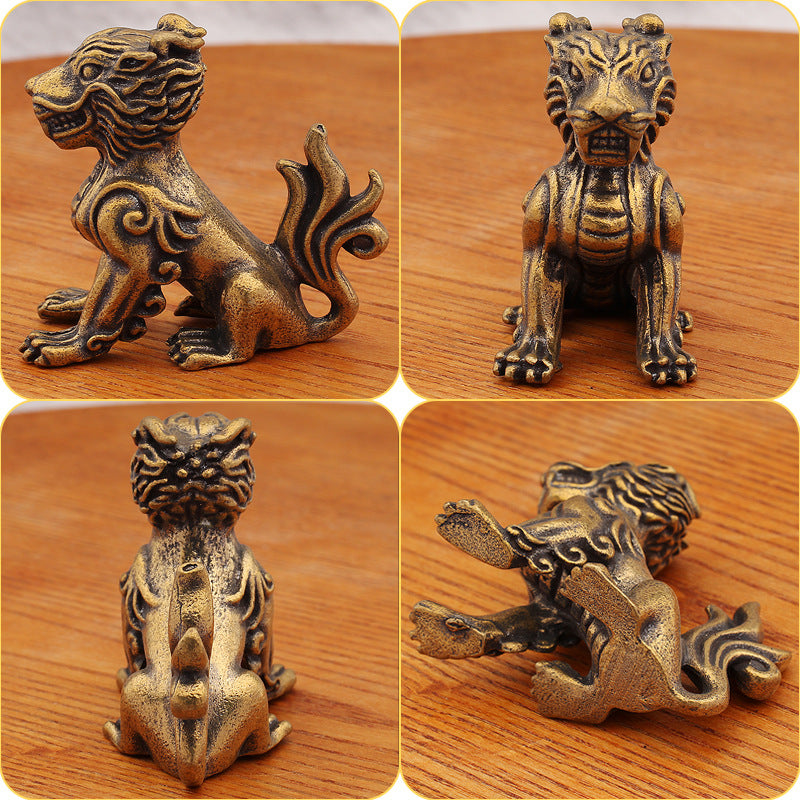 Dragon Nine Sons Brass Sculpture - Wealth-Bringing Decorative Figurine, Handcrafted Brass Art