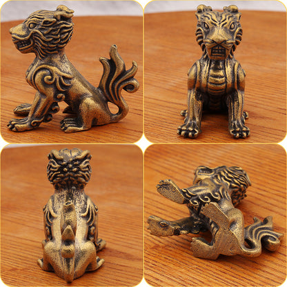 Dragon Nine Sons Brass Sculpture - Wealth-Bringing Decorative Figurine, Handcrafted Brass Art
