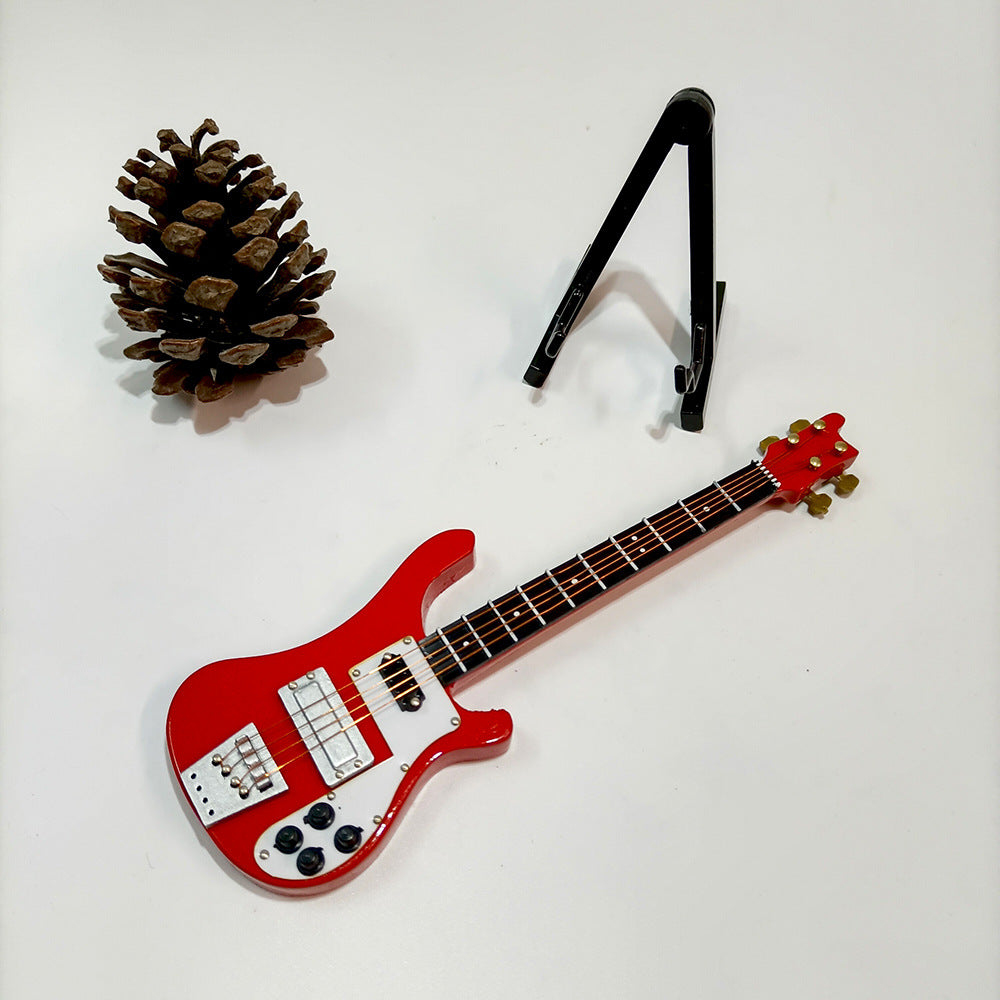 Mini Electric Guitar Model Ornament, Electric Bass Model, Birthday Gift Ornament, Wooden Handicraft, Mini Musical Instrument