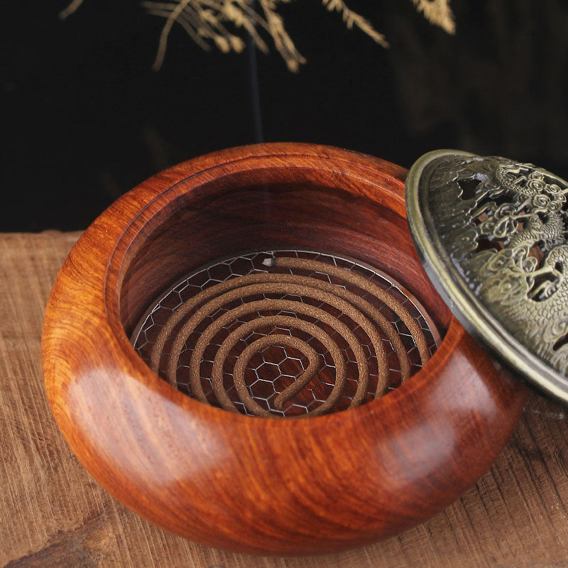Elegant Rosewood Incense Burner - Handcrafted Red Wood Tray for Home & Indoor Aromatherapy