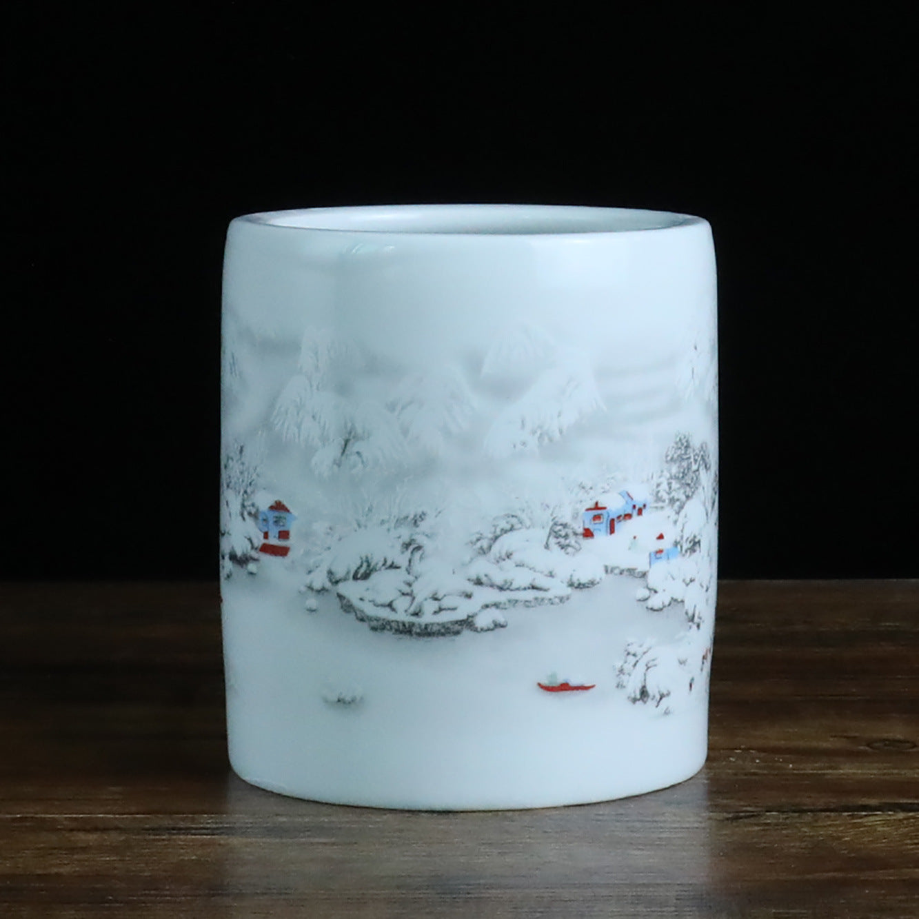 Jingdezhen Ceramic Brush Holder - 13 Classic Chinese Designs for Desk Organization (12cm Height, 10cm Diameter)