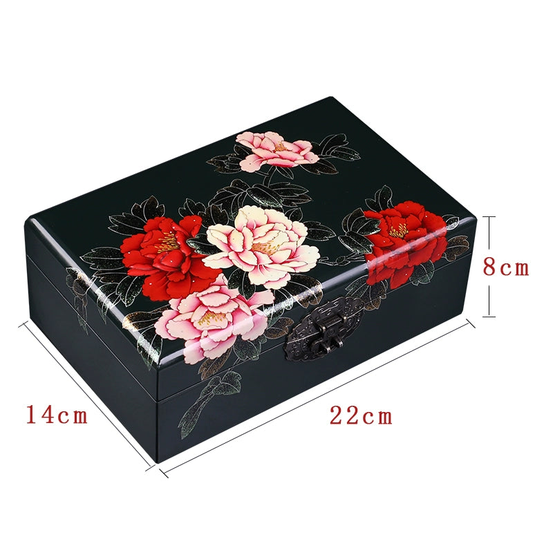 Vintage Hand-painted Chinese Intangible Cultural Heritage Jewelry Storage Box, Classical Traditional Lacquerware Jewelry Jewelry Box, Gift for Mother and Elders