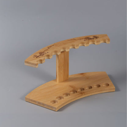 Natural Phoebe Bamboo Incense Tube Holder - Display Rack for Stick Incense with Carved Decoration