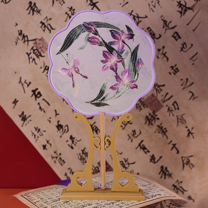 Exquisite Dual-Sided Embroidered Round Fan - Ancient Style Decorative Hand Fan