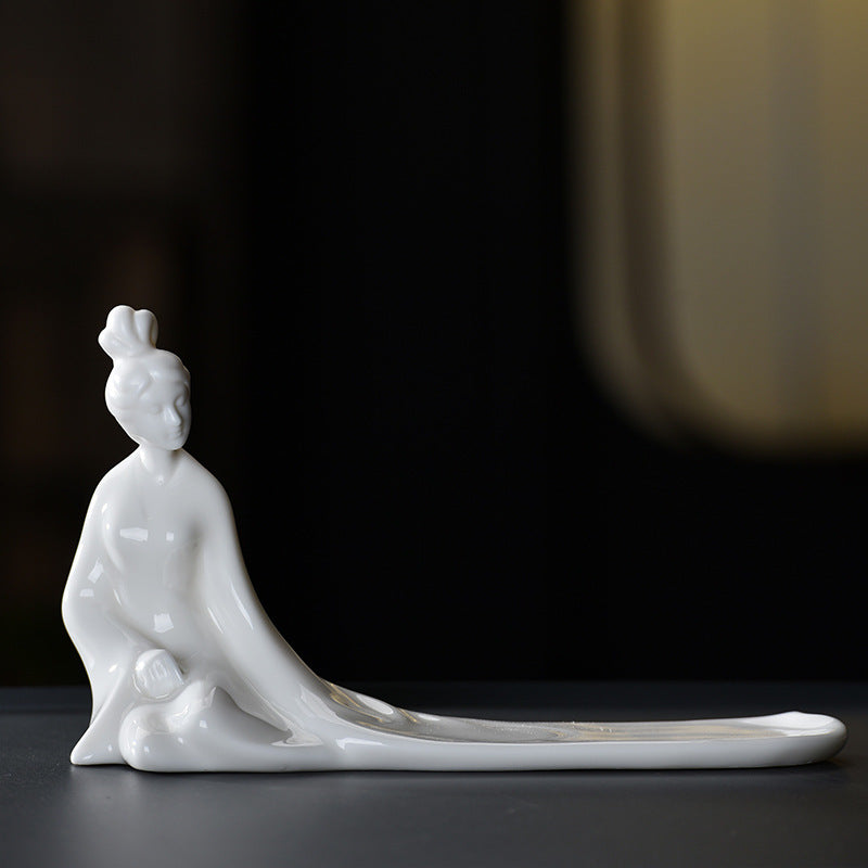 Ceramic Incense Burner with Ash Catcher - Handcrafted Zen Decor for Stick Incense (18.5x5.9x11.9cm)