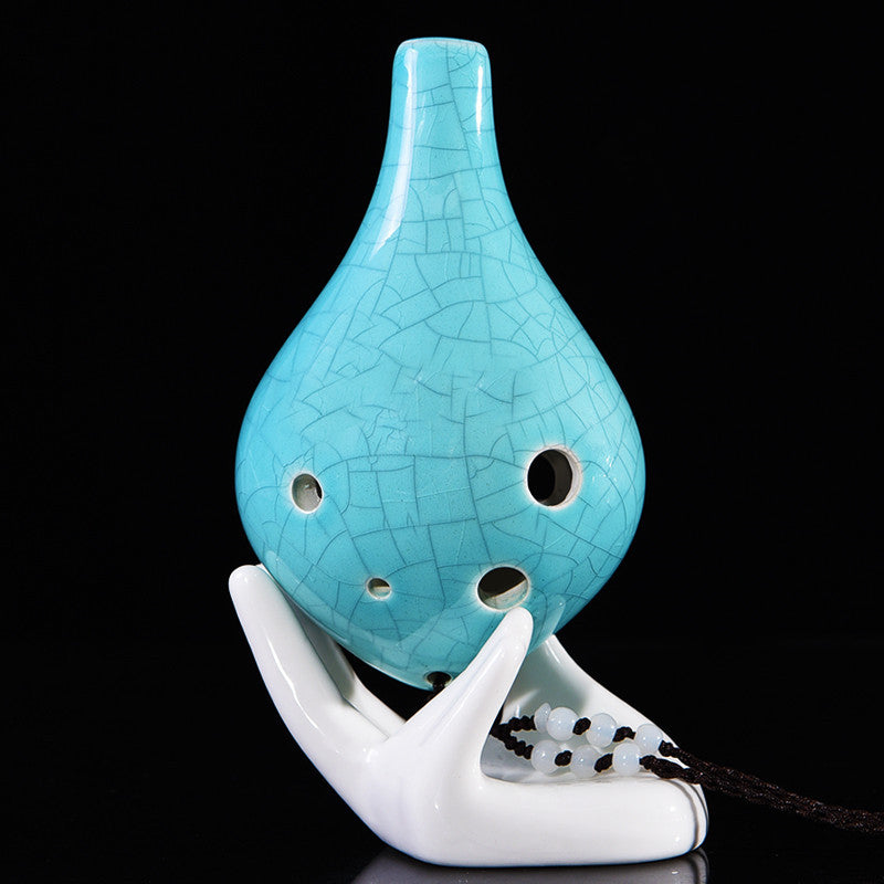 6-Hole Alto C Ceramic Ocarina - Hand-Painted Design with Gift Box, Music Sheet & Neck Strap (AC Tuned)