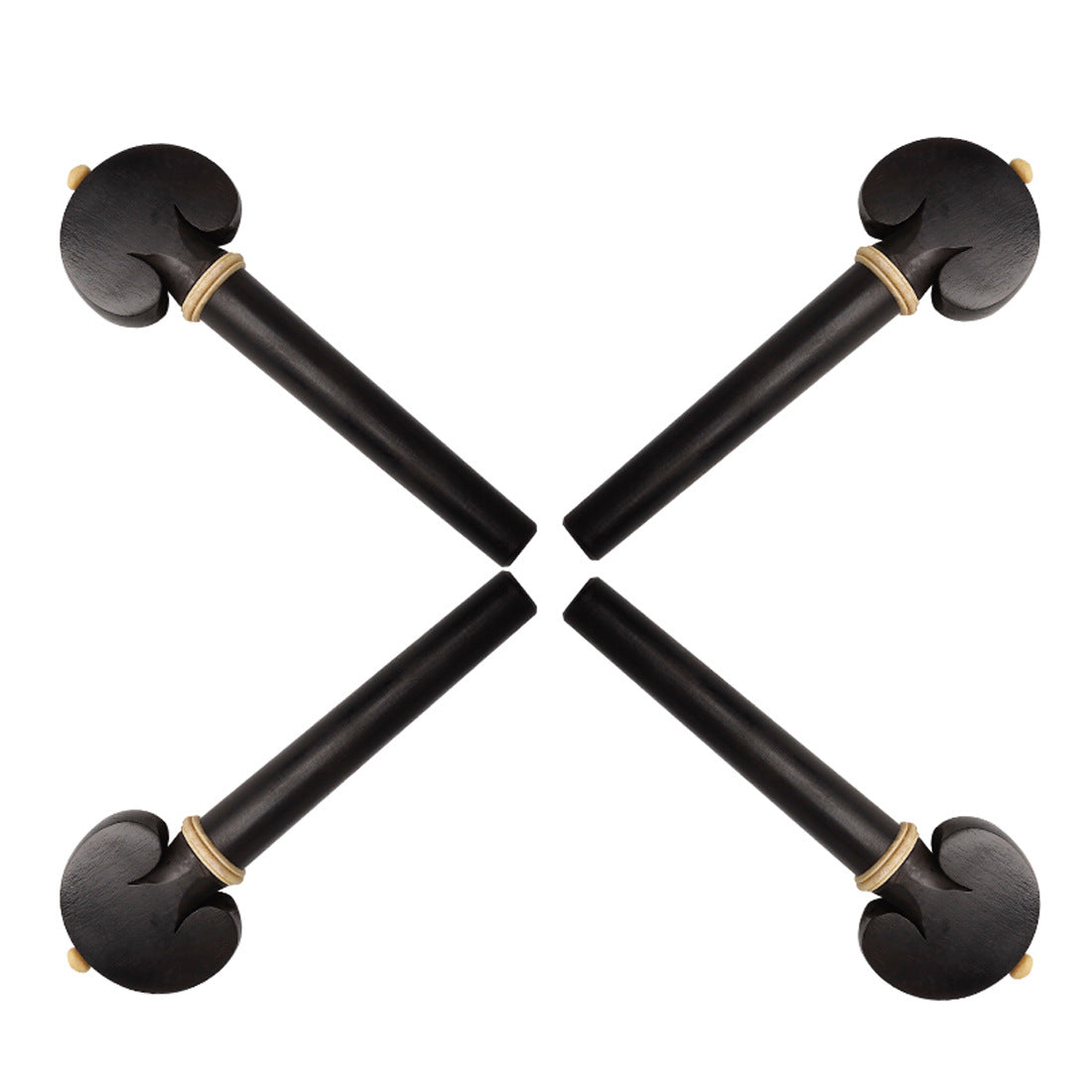 Premium Ebony Cello Pegs Set with Carved Floral Inlay – 4-Piece Handcrafted Tuning Pegs (Black) – Luxury Instrument Accessories
