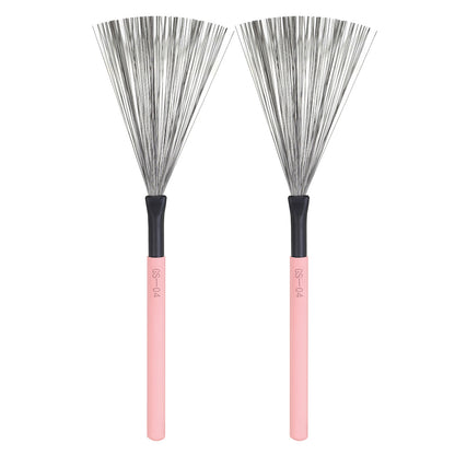 High Carbon Steel Drum Brushes with Maple Wood Handle – 5-Color Durable Percussion Brushes for Cajon, Drums & More
