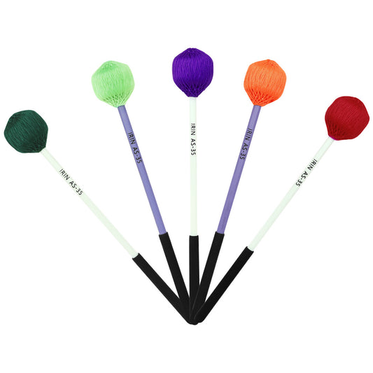 Jumbo Percussion Mallets for Marimba/Chimes – 5-Color Non-Slip Wrapped Mallets with Shock-Absorbing Core