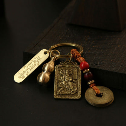Get Lucky with Our Alloy Wucai God Zodiac Box and Keychain Pendant Set for Wealth and Good Fortune