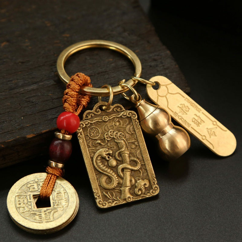 Get Lucky with Our Alloy Wucai God Zodiac Box and Keychain Pendant Set for Wealth and Good Fortune