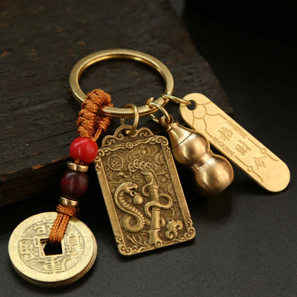Get Lucky with Our Alloy Wucai God Zodiac Box and Keychain Pendant Set for Wealth and Good Fortune
