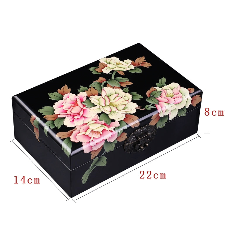 Vintage Hand-painted Chinese Intangible Cultural Heritage Jewelry Storage Box, Classical Traditional Lacquerware Jewelry Jewelry Box, Gift for Mother and Elders