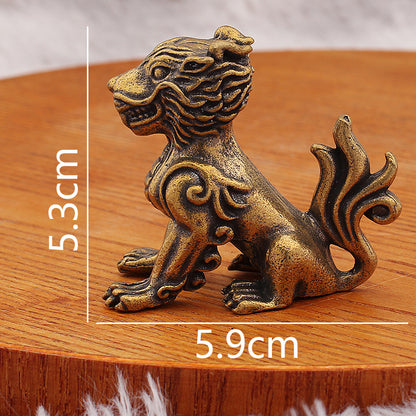 Dragon Nine Sons Brass Sculpture - Wealth-Bringing Decorative Figurine, Handcrafted Brass Art