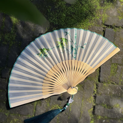 Elegant Suzhou Embroidered Folding Fan - Traditional Ancient Style Handheld Fan