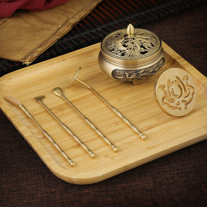 5-Piece Brass Incense Set – Essential Tools for Incense Pressing, Ash Cleaning & Rituals